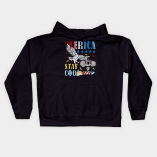 Merica Funny Eagle and Mouse on Fireworks Stay Cool Kids Hoodie